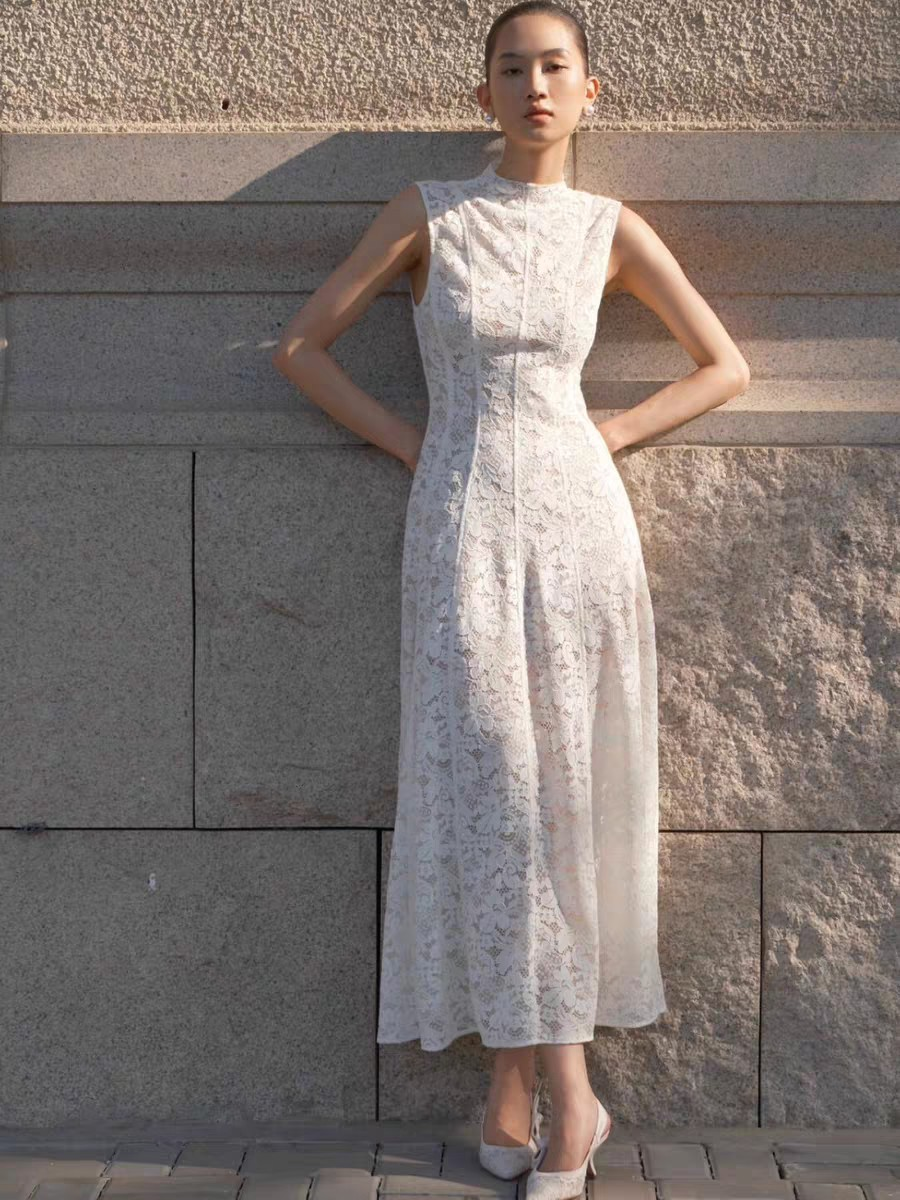 2025 Lace waist cinching dress Fashion Week Show Customized Fashion Tailored clothing womens Fashion Paris.M325