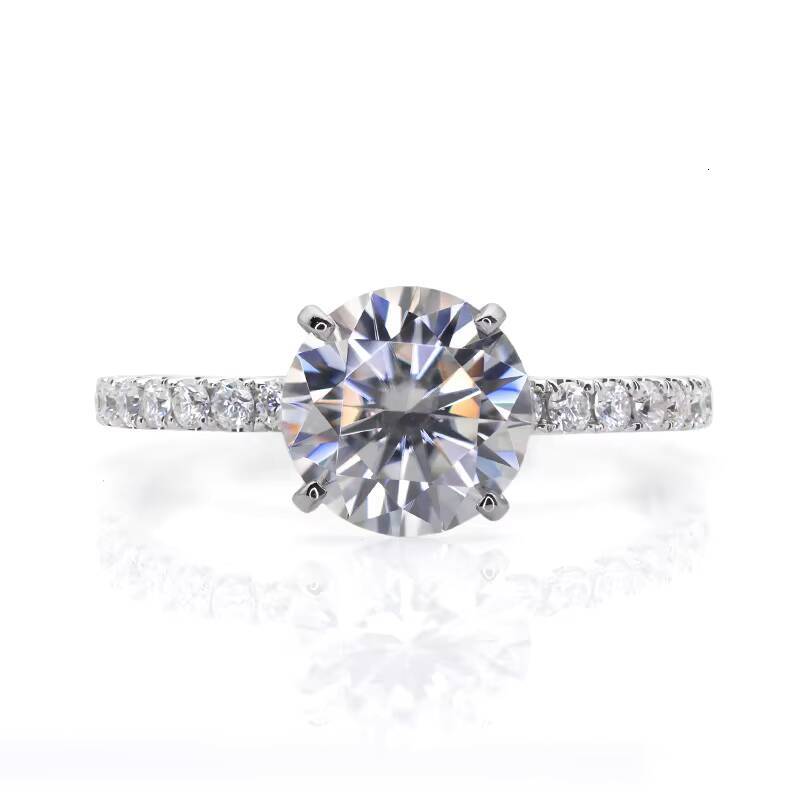 Moissanite Diamond Engagement Ring in Pure 18k White Gold Moissanite Ring