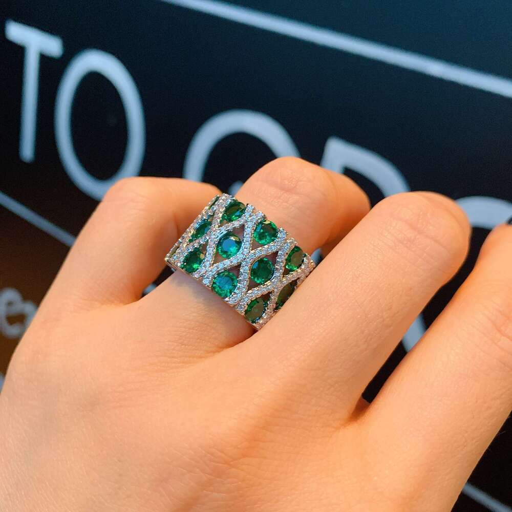 Zhuang Shengsheng Jewelry Female Simulation Colorful Treasure Wind Ring, Shining Diamond Set, Women's Ring