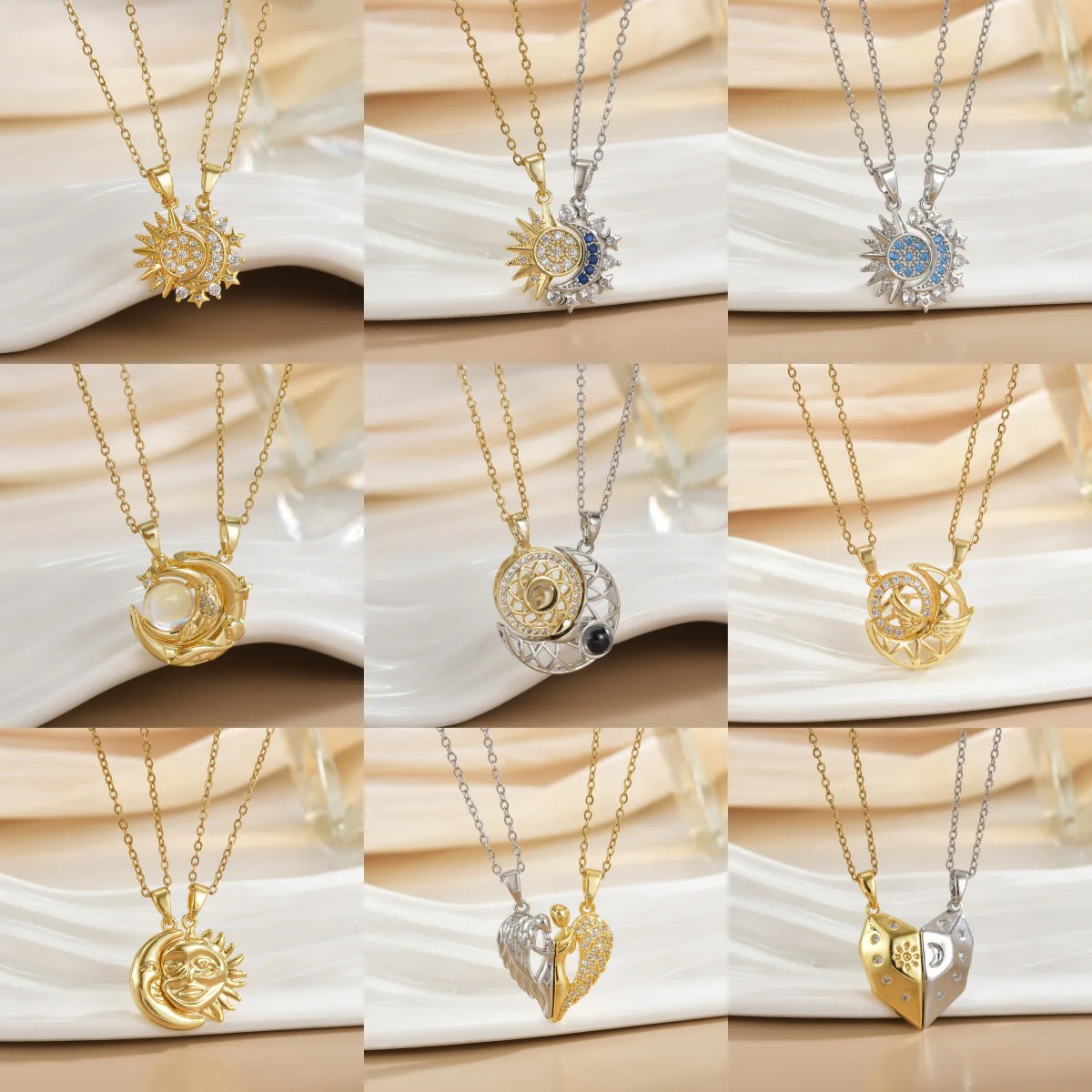 LATS Stainless Steel Magnetic Sun Moon Couple Necklace Fashion Chain for Men and Women Good Friend Gifts Trend Jewelry 250428