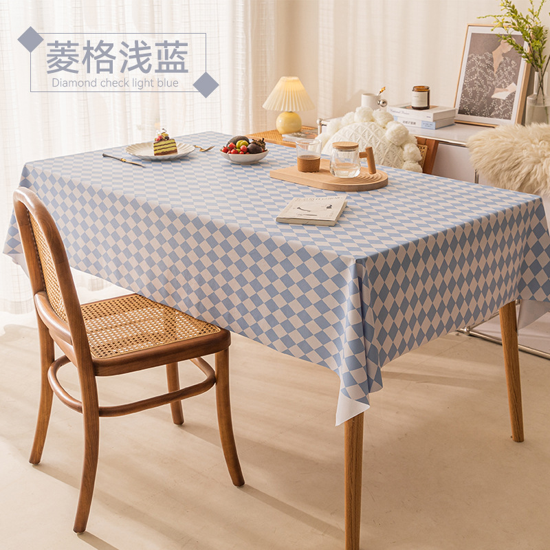 A758 waterproof and oil-proof solid color PVC table cloth anti-scalding and washable checkered table cloth simple rectangular round table cover cloth