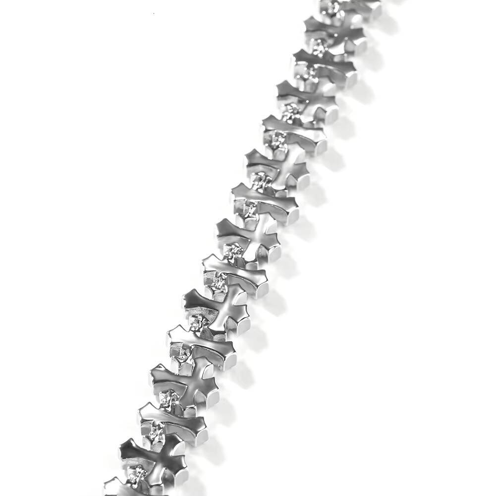 Iced Out 5A CZ Cross Bracelet Cluster Mini Cross Link Chain Bracelets 18K Gold Plated Brass Jewelry