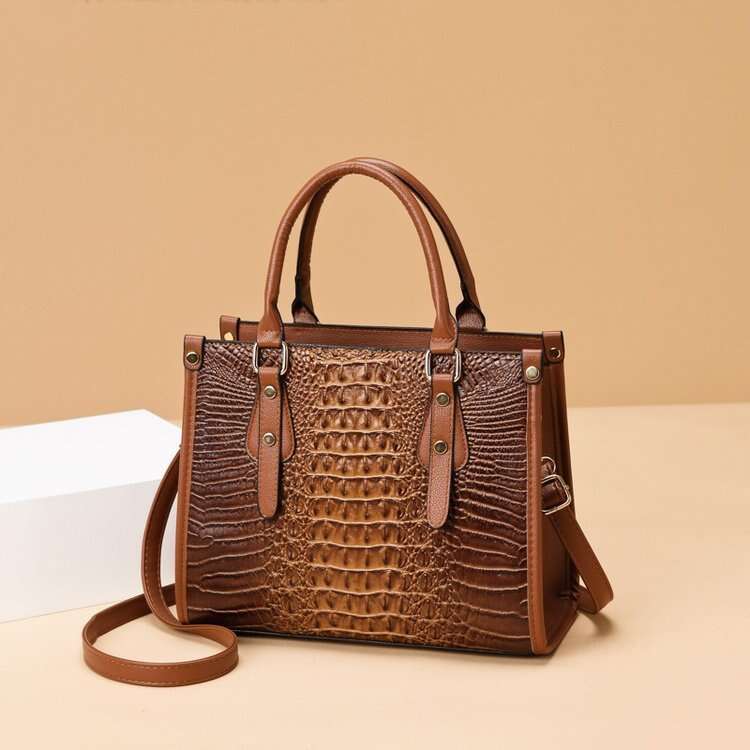 2022 Women's New Crocodile Pattern Handheld Shoulder Embossed Large Capacity Crossbody Tote Bag