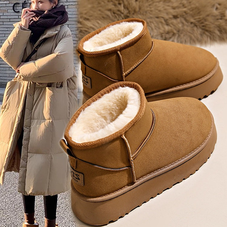 New Design Thick-soled anti-slip snow boots for women 2025 New winter warm bread shoes one-step fleece and thickened cotton shoes Free shipping