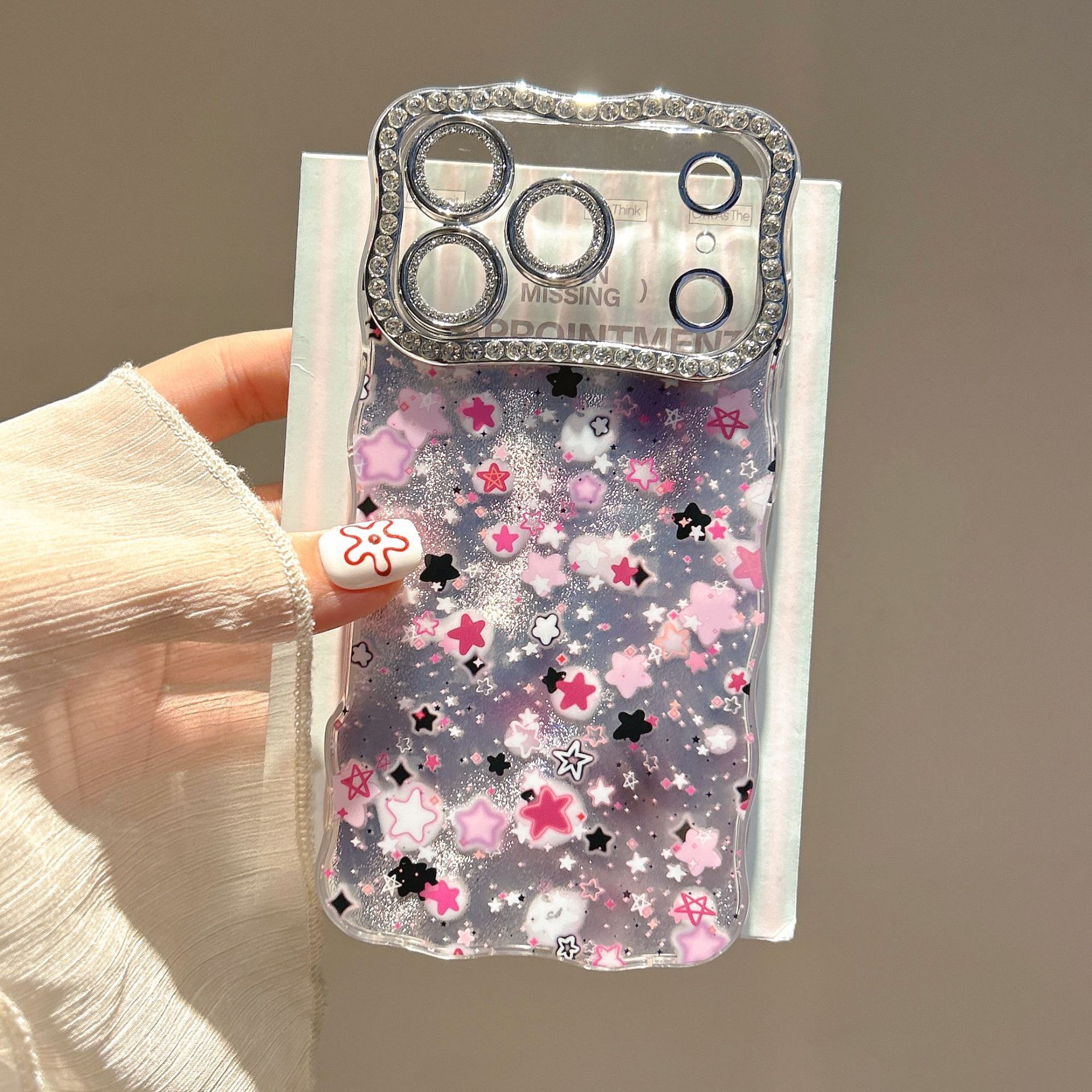 Twisted Edge Gradient Star Phone Case iPhone 17 Pro Max Compatible With Apple 16/15 Pro Diamond Lens Hard Case