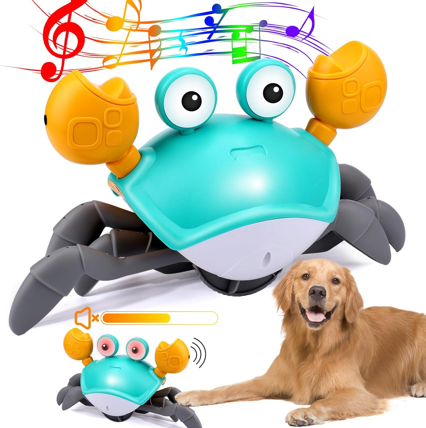 Crawling Crab Interactive Dog Toy with Charging Cable, Left-Right Move Crab with Obstacle Avoidance, Boredom and Stimulating, Dog Birthday Gifts