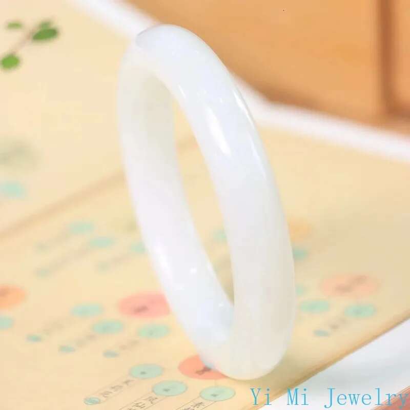 High Quality Hotan Jasper Spinach Green Wide Flat Strip Hand Ornaments Jade Bracelet Bangles For Women Jewelry