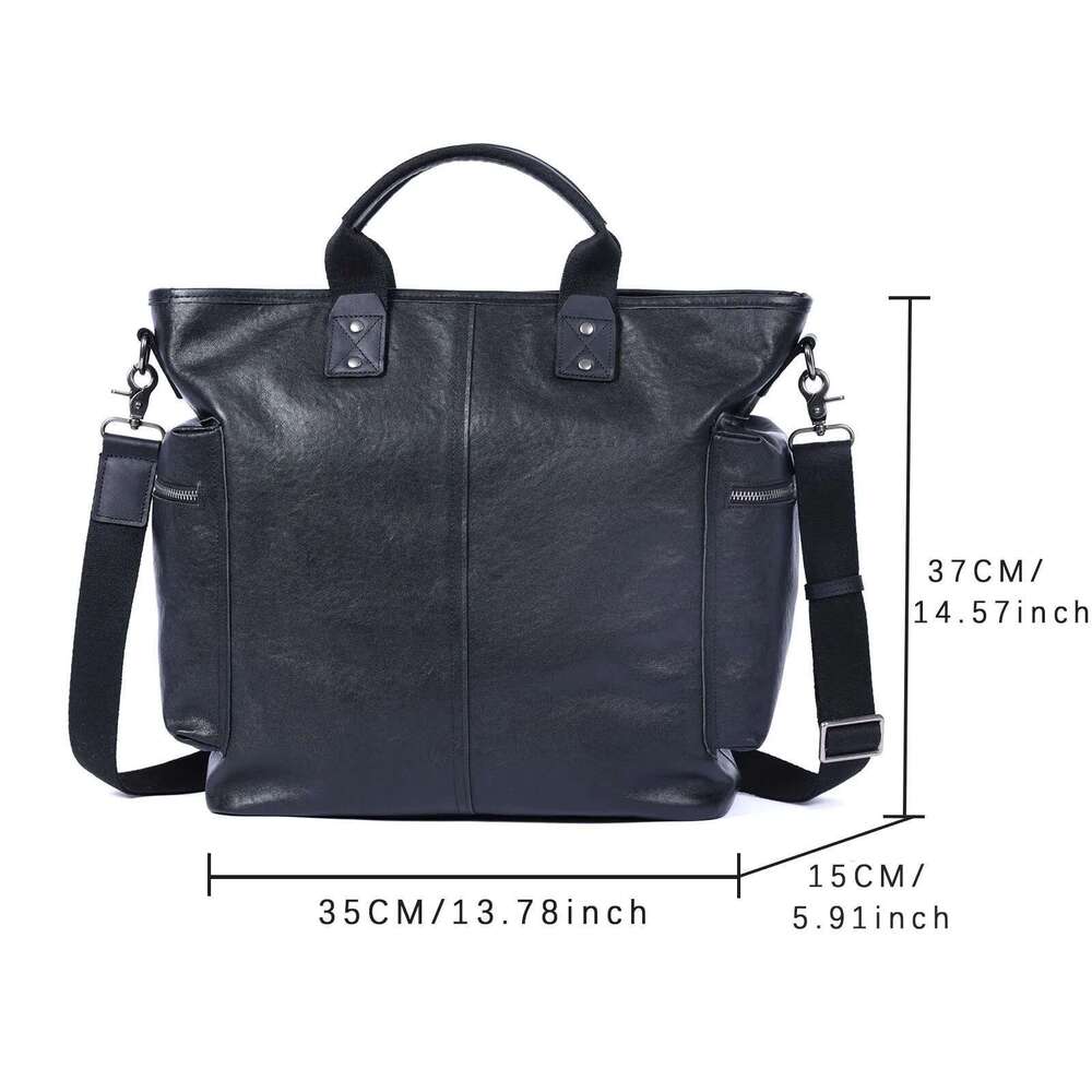 Genuine Men's Brifecase 15 Inch Laptop Bags Simple Cowhide HandBag Vegetable-tanned Leather Fashion Casual Style