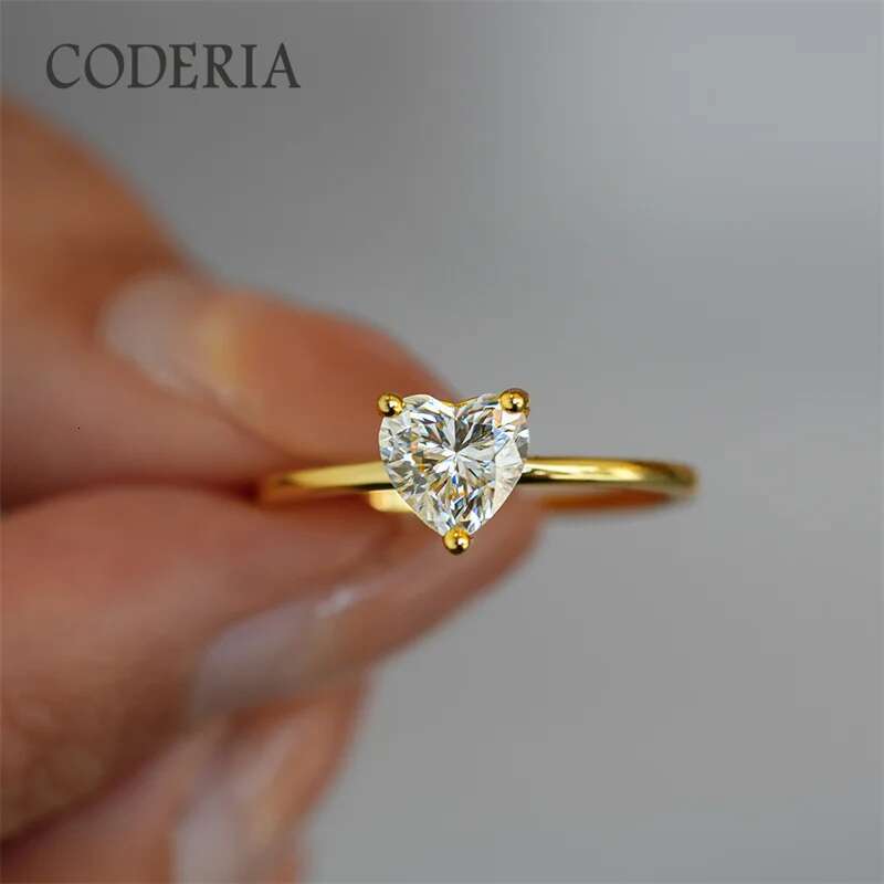 GRA Certified Moissamite Heart Ring D Color VVS1 1CT Brilliant Diamond Finger Band Women 925 Sterling Silver Wedding Jewelry