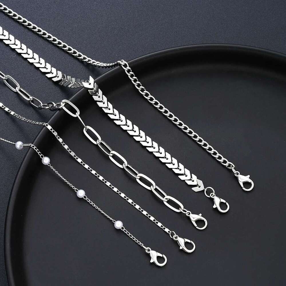 Sier Color Punk Stainless Steel Cross Jewelry Set For Women Men Hiphop Twisted Necklaces Crystal Bracelets Chain Ring Fashion