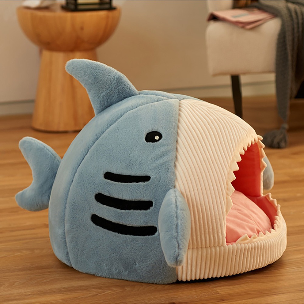 Shark Design Soft Cat Bed Room Decor, Cute Shark Designed Breathable Dog Bed, Pet Supplies for Indoor Use