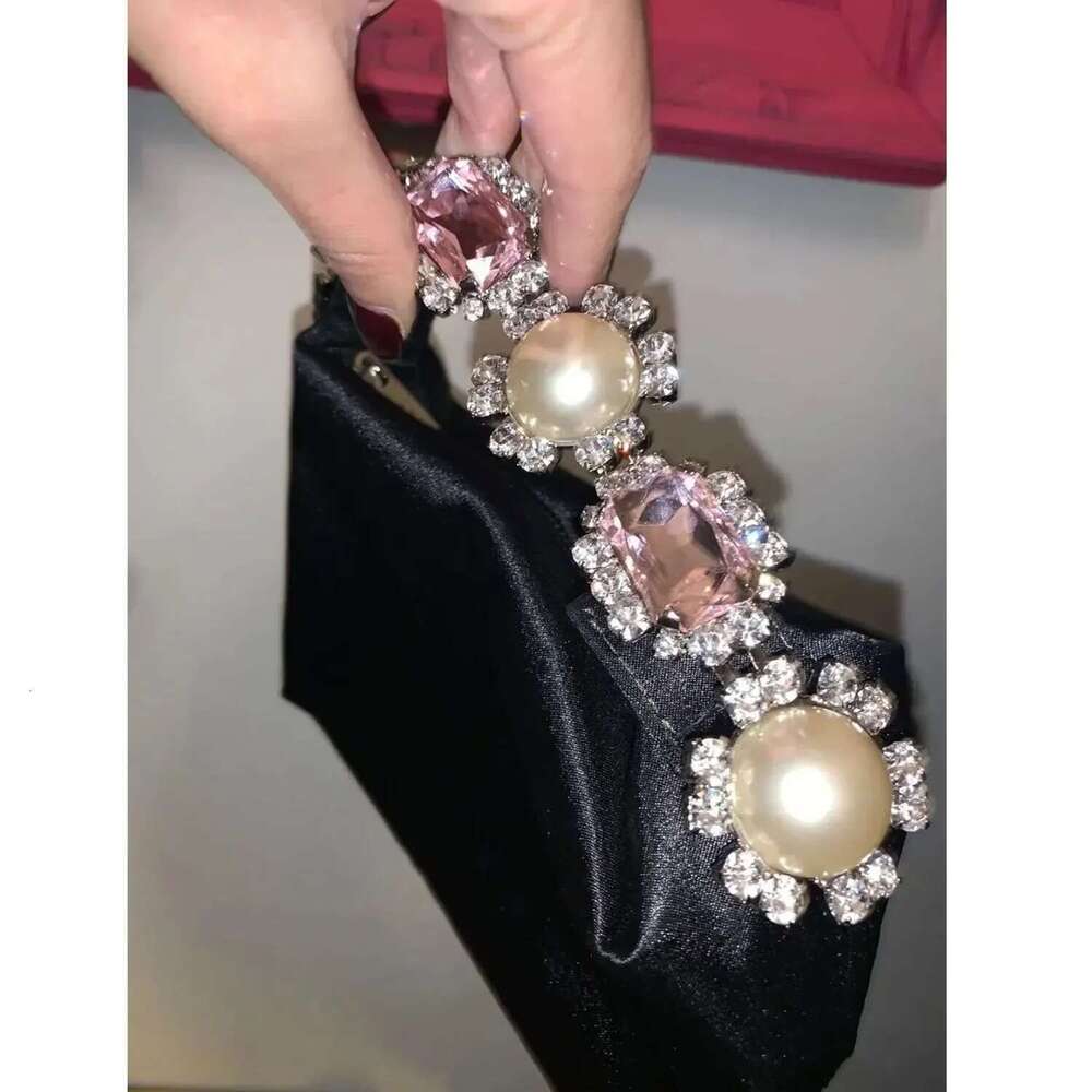 Dias Feather Handbags Pearls Party Evening Bags for Women 2023 Designer Satin Square Clutch Wedding Purses Tote