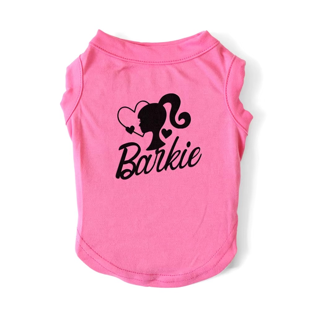 Small Dog T-Shirt for Girls, Imitating Design Pink Girlish Heart Barbie Print Breathable Lightweight Pet Summer Dogs Vest, Girl Puppy Clothes for Chih