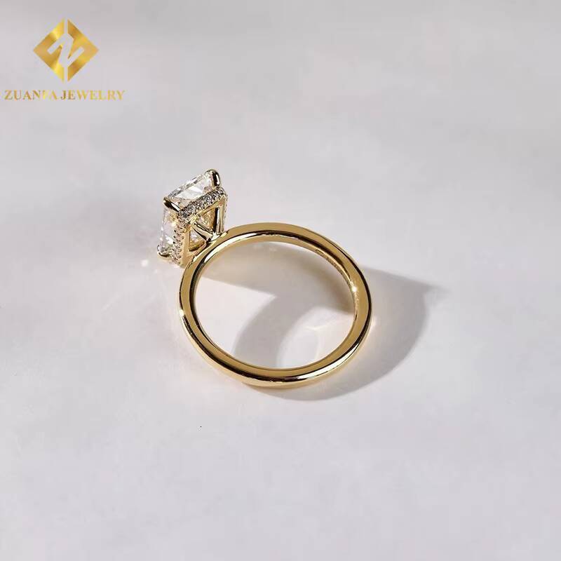 Zuanfa Jewelry Custom Crushed Ice 14K Solid Gold Lab Grown Diamond Wedding Rings Lab Diamonds Rings Radiant Cutting