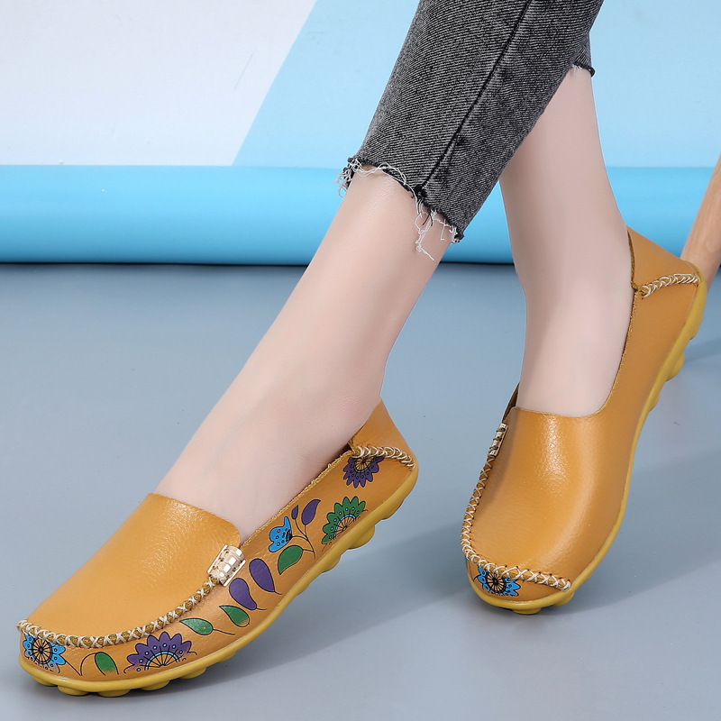 New Printed Bean Flat And Casual Nursing Low Cut Toe Mother S Shoes Plus Size Women S Shoes For All Seasons Ddmysaturn