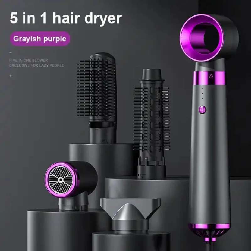 5 In 1 Electric Hot Air Brush Multifunctional Hair Straightener Curler Blow Dryer Styling Set