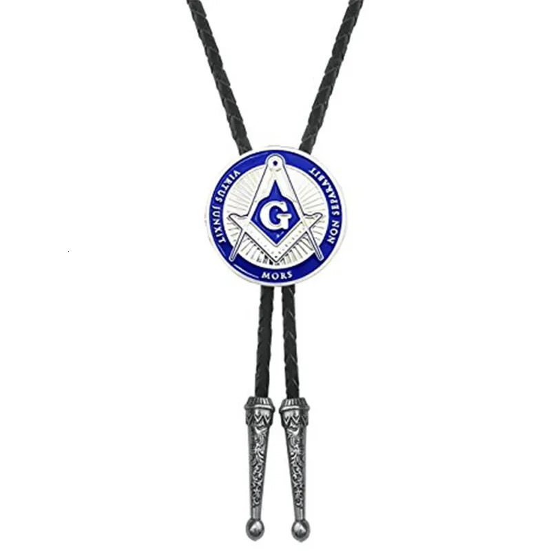 Europe and America Freemason Fashion Leather Cord Necklace bolo tie 250430