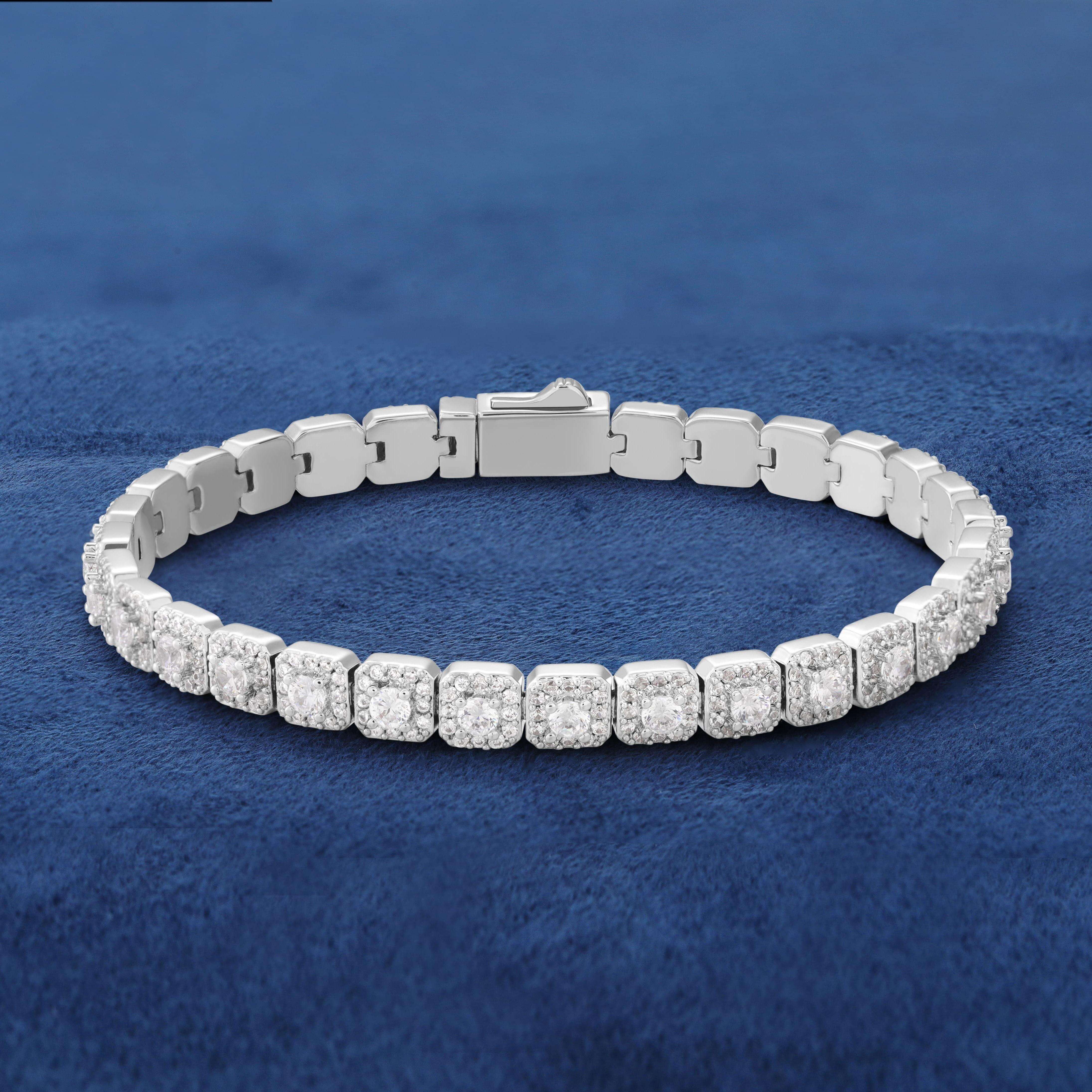 Exquisite 925 Sterling Silver Tennis Bracelet for Men 6mm Moissanite Fine Chain Link Waterproof High Quality Perfect Gift