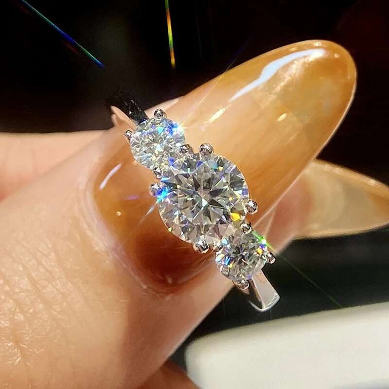 KNB Shiny Real 1CT D Color Moissanite Diamond Wedding Rings For Women Original 925 Sterling Silver Luxury Quality Fine Jewelry