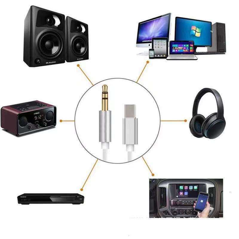 Aux Type-C Adapter 3.5mm Audio Android Phone Car Stereo Headphone Cable