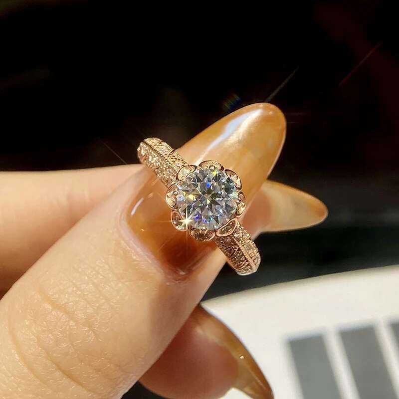 KNB 1CT The Milky Way Certified Moissanite Diamond Rings For Women Gift Real 925 Sterling Silver Rose Gold Color Fine Jewelry