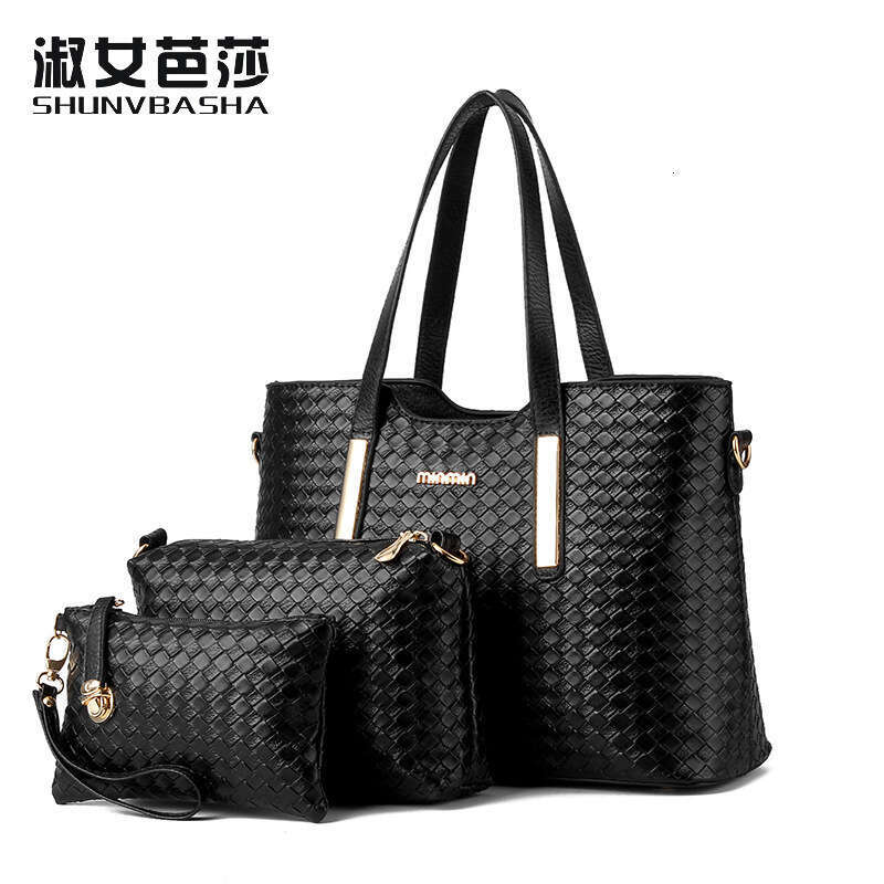 2024 New Trendy Women's Woven Pattern Mother and Child Bag Three Piece Set Crossbody Shoulder Handbag
