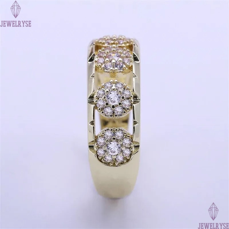 Hot Sell Fashion Jewelry Wedding Band Ring 925 Sterling Silver Gold Fill Pave White Sapphire CZ Diamond Popular Women Bridal Ring Gift