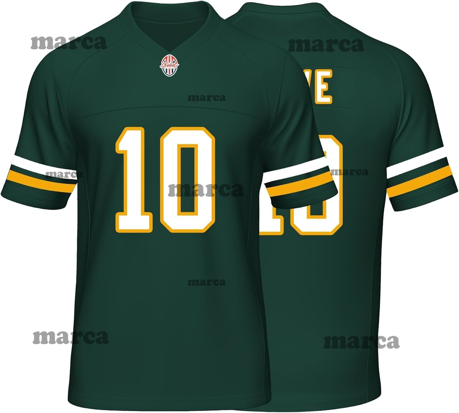 Custom Mens/Youth Football Stitched T-Shirt for Sports Fan Green/White No Brand/Logos