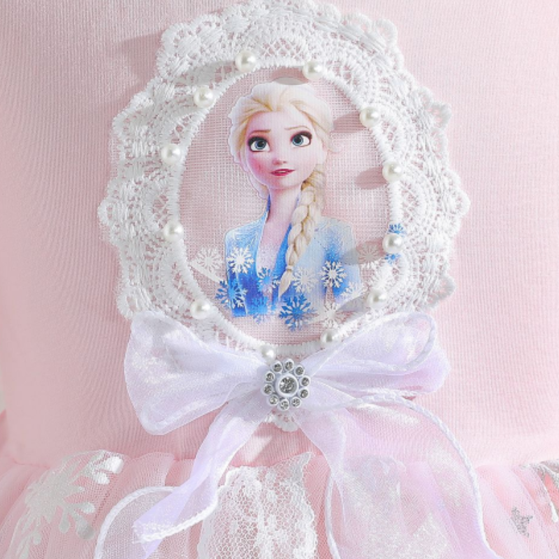 DISNEY Elsa Princess Dress kids designer clothes Girls Short Sleeve Icy Blue Dress Baby Fancy Party Dress Children's Tulle Dress