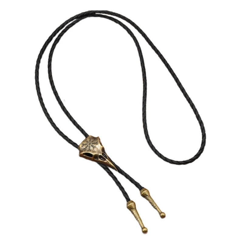 Cowboy Bolo Tie Metal Northern Symbol Crow Skull Necktie Necklace Shirt Chain 250430