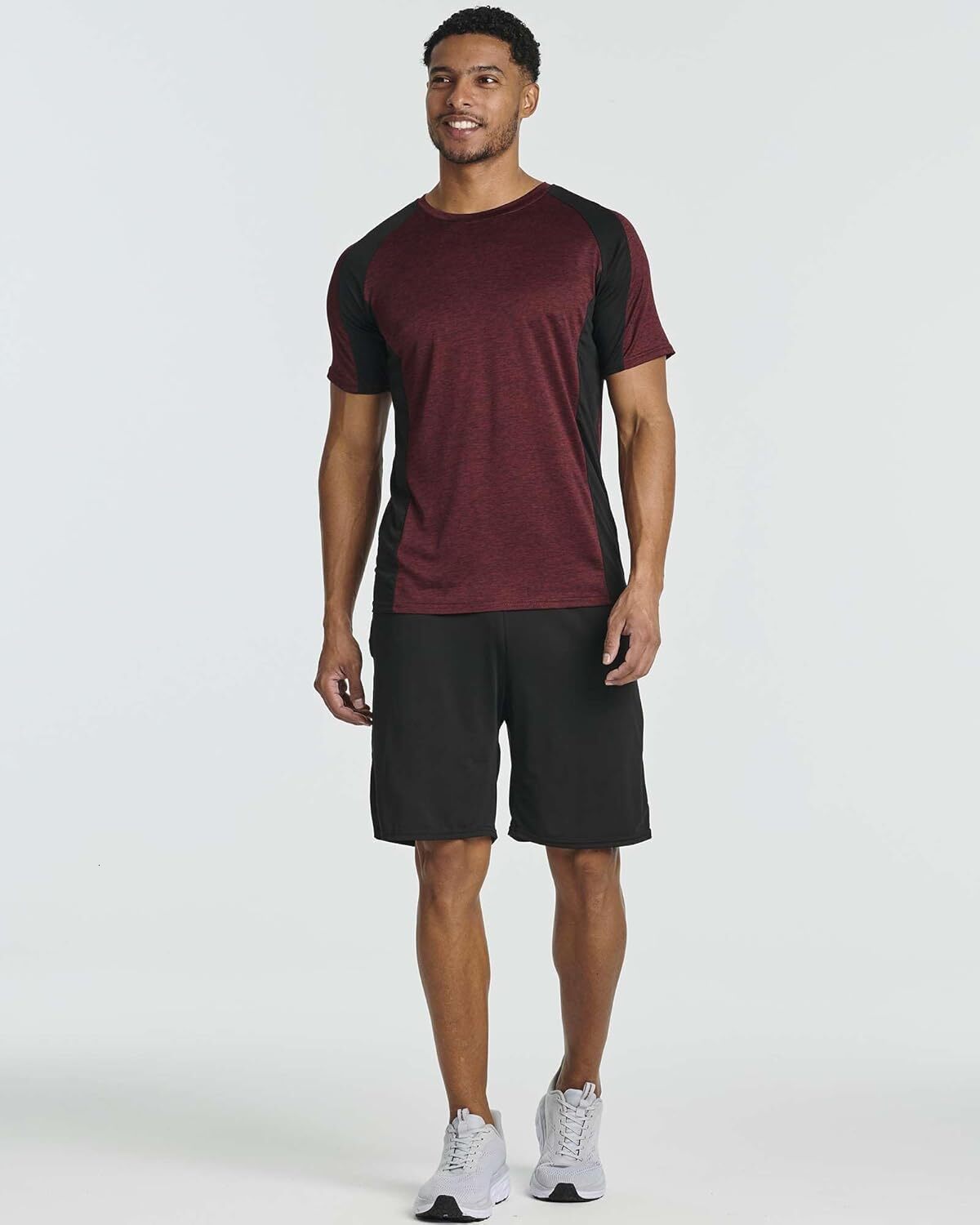 5-piece set: Men's short sleeved dry sports round neck - Sports running gym exercise T-shirt top