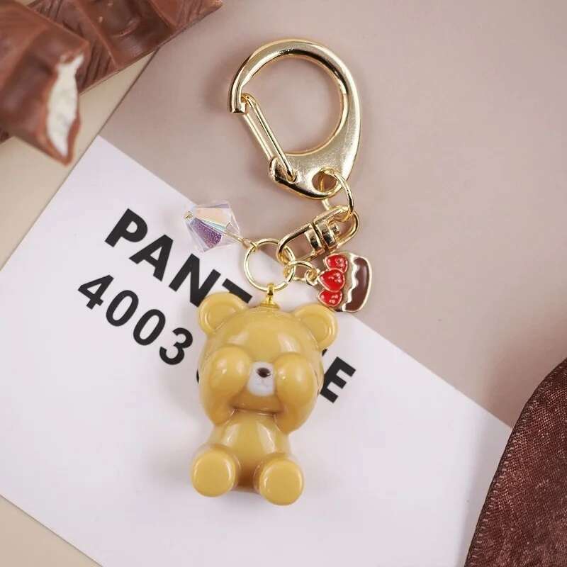 Bear Rabbit Animal Keychain Pendant Silicone DIY Crystal Sugar Chocolate Baking Decoration Epoxy Resin Mold Home Handicraft