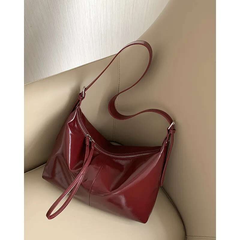 Simple and capacity top layer cowhide handbag women new texture single shoulder tote large diagonal Satchel bag