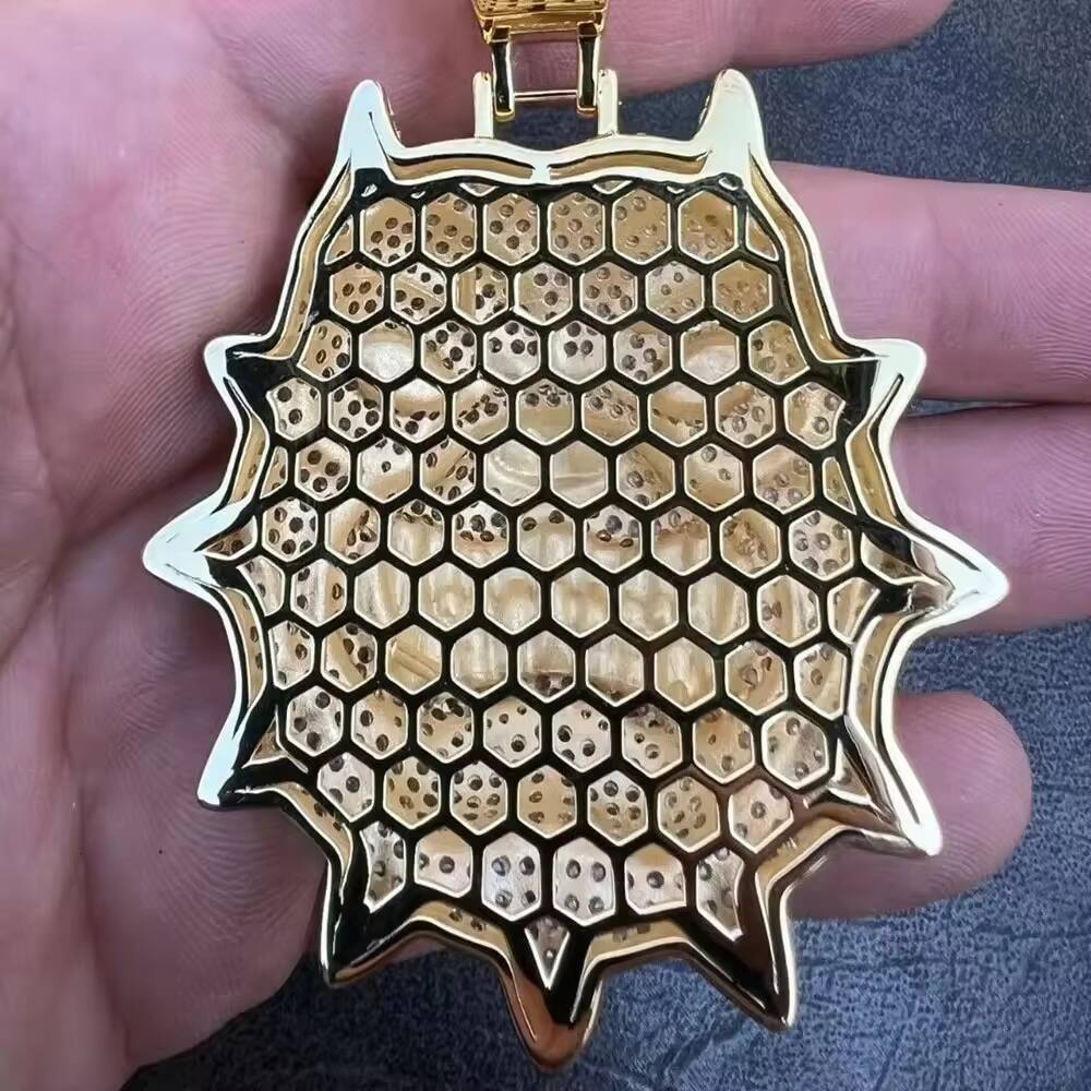 Iced Out VVS D Color Moissanite Diamond 18K Gold Plated 925 Sterling Silver Angry Pitbull Dog Pendant Necklace Men