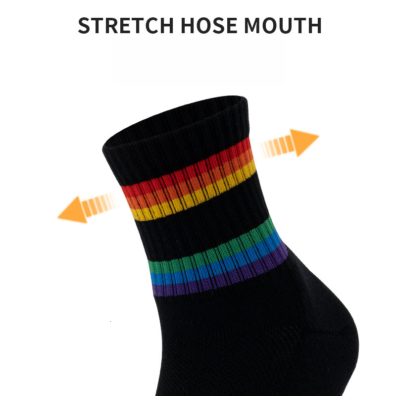 Summer anti slip and sweat absorbing combed cotton badminton thickened mid tube towel bottom socks, professional sports socks