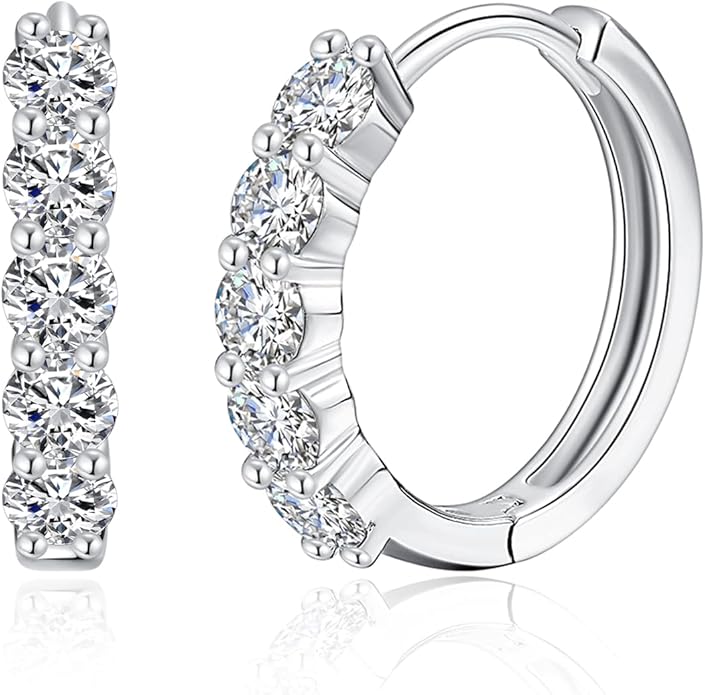 Elegant Jewelry: Platinum-Finish Huggie Ears Cuffs Featuring Sparkling Moissanites
