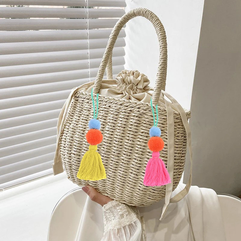 Womens Summer Straw Lattan Womens Handbag Small Clutch Retro Womens Basket Beach Bag Holiday Travel Shopping Handbag Wallet Bolsos 250427