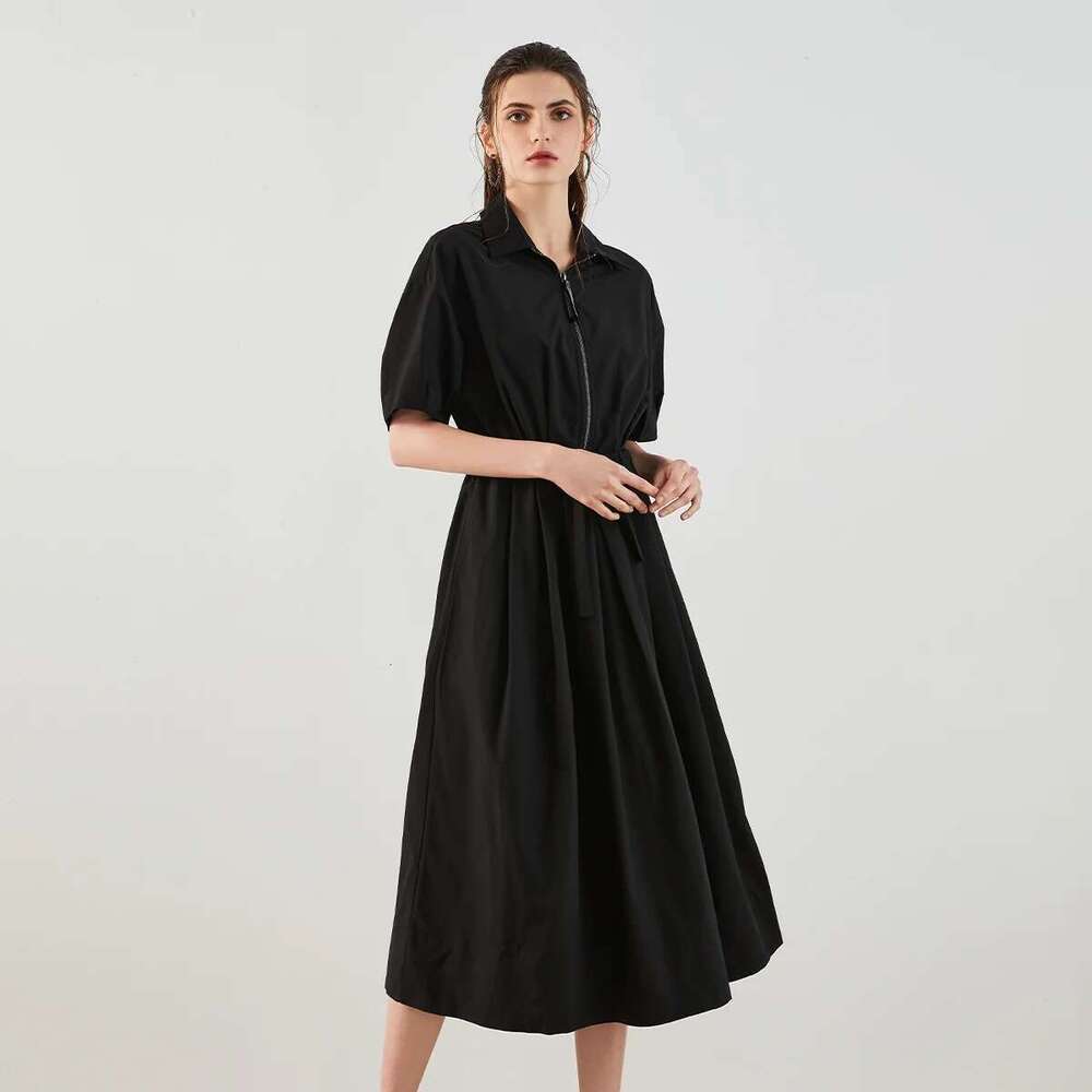 K1431w High-Quality Boutique Polo Collar Flora Casual Clothes Women Dresses Real Silk Dress