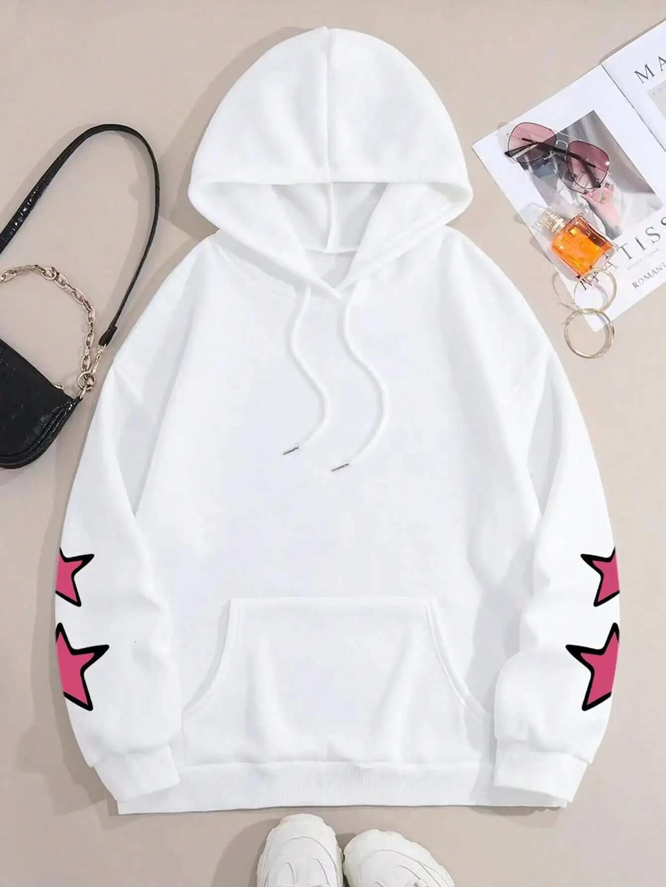 Spider Star Printed Hoodies Street Sporty Women Sweatshirts Comfortable Crewneck Pullover Loose Fleece Female Tops Clothes fashion clothing women