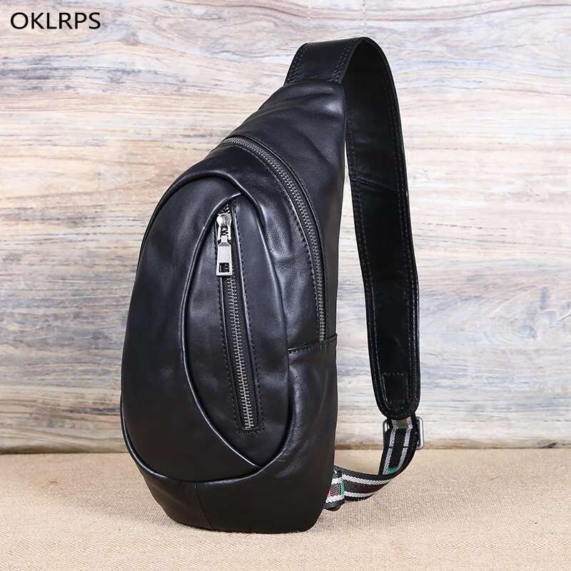 Leather Men's Chest New Fashion Single Shoulder Top Layer Cowhide Student Casual Trend Crossbody Bag