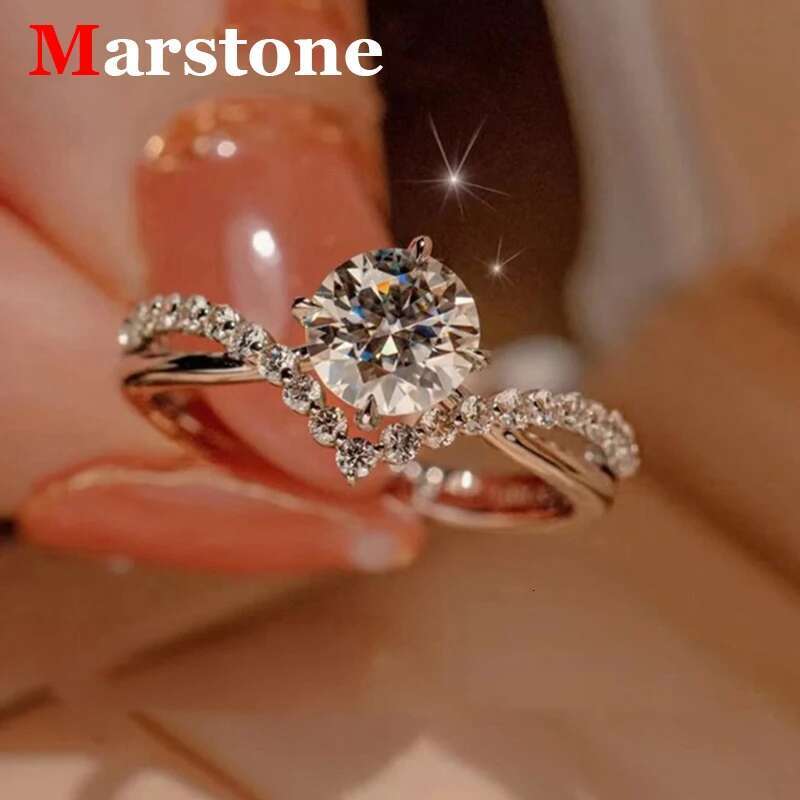 1CT Moissanite Womens Ring New Fashion Crown Ring S925 Sterling Silver Adjustable For Women Wedding Party Gift