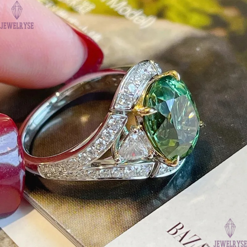 2023 Ins Top Sell Wedding Rings Luxury Jewelry 925 Sterling Silver Oval Cut Emerlad CZ Diamond Zircon Party Women Engagement Eternity Open Adjustable 