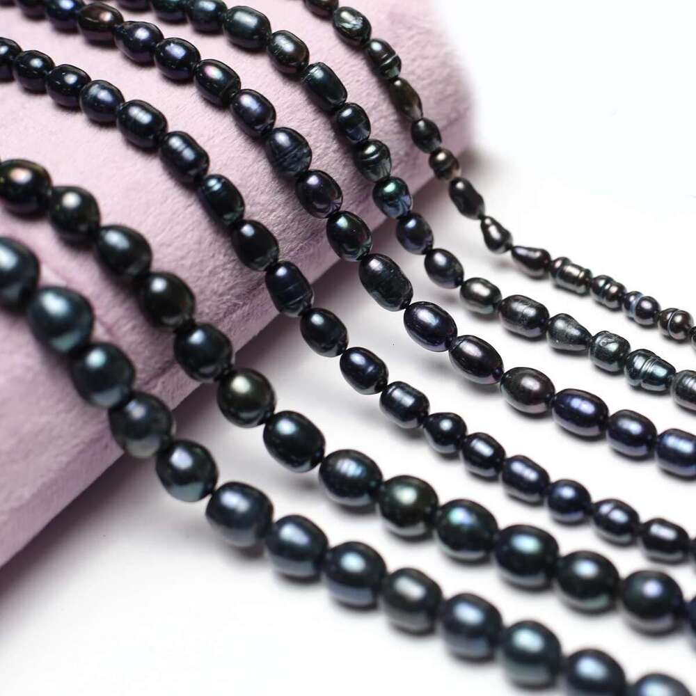 Grade A Black Rice Shape Loose Spacer Beads Natural Freshwater Pearls For Jewelry Making DIY Necklace Bracelet Accessories 36Cm