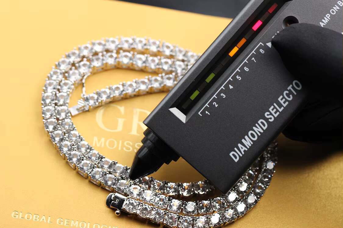Fashion RTS 5mm Moissanite Diamond 7~26 Inches Sterling Silver S925 Tennis Chain Moissanite Hip Hop Jewelry