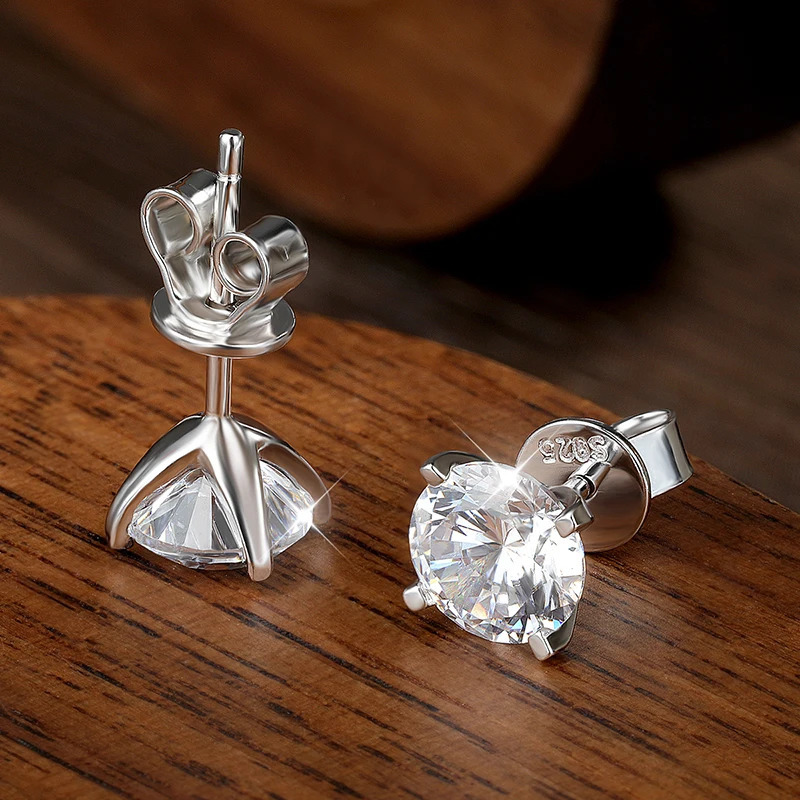 KNOBSPIN Earring 0.2-2ct D VVS1 GRA Certified Lab Diamond 4 Claw s925 Sterling Silver Stud Earrings for Women Man 250420