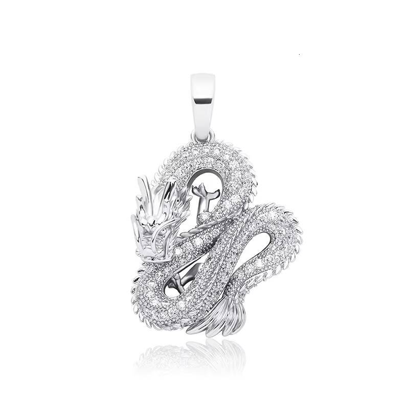 Hip-Hop Zircon Dragon Pendant Necklace Unisex 18K Gold Plated Brass Wedding Anniversary Gift