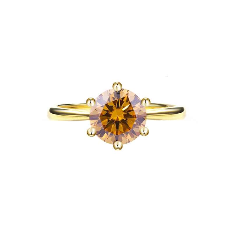 s925 sterling silver ring 18karat gold plated classic sixprong moissanite ring womens ring crown engagement ring