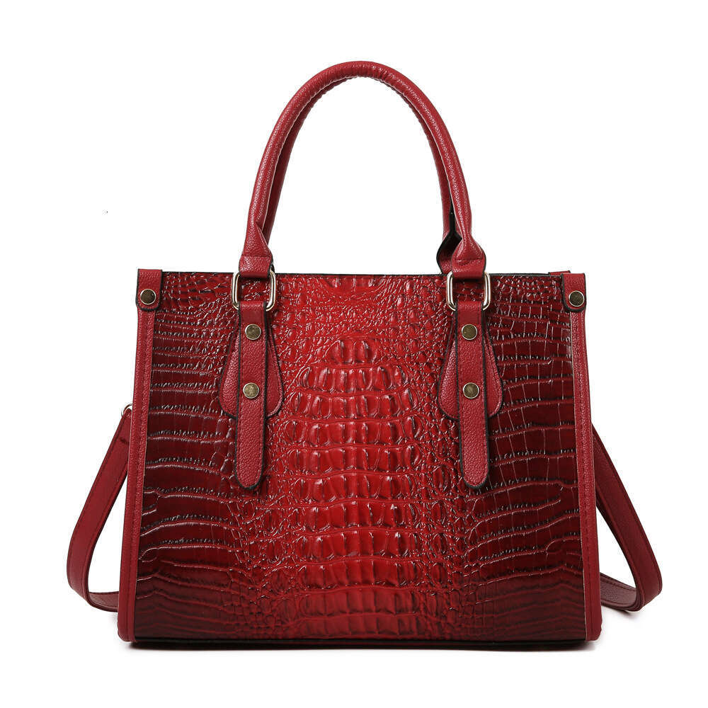 2022 Women's New Crocodile Pattern Handheld Shoulder Embossed Large Capacity Crossbody Tote Bag