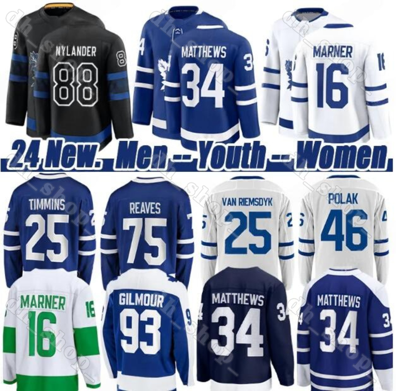 #34 Austonn matthewss hockey jersey #88 William Nylander Mitchell Marner Maple Leafs jersey Max Domi Morgan Rielly Knies Joseph Woll Oliver Ekman-Larsson jersey
