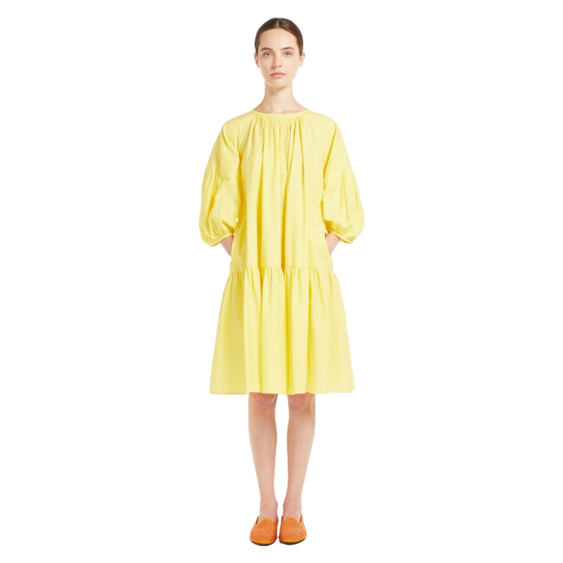 M 2025 5Round neck cotton ruffled bubble sleeve dress Fashion Week Show Customized Fashion Tailored clothing womens Fashion Paris.M368